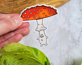 Fly Agaric Mushroom 2.7"x3" Glossy Vinyl Sticker - Fungi, Foraging, Amanita