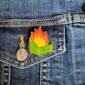 Dumpster Fire 1.5" Enamel Pin - Hard Enamel, This is Fine