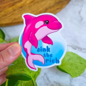 Adesivo in vinile lucido Sink The Rich 3"x2.5" - Orca, balena assassina