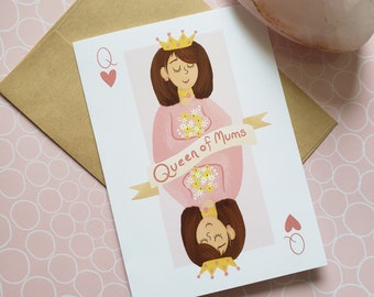 Queen of Mums - Blank Greeting Card A7/5x7 | Mother's Day | Mother's Day Card | Queen Mom | Queen of Moms