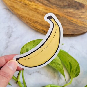 Sticker vinyle glacé Pop Art banane 3,5 x 3,1 pouces - illustration de fruits