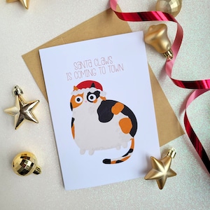 Santa Claws komt to Town-kaart - blanco kerst-/feestdagkaart A7/5x7