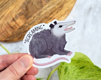 Screaming Opossum 3"x2.3" Glossy Vinyl Sticker