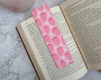 Strawberries and Cream Glossy Bookmark (2x7") - Berry, Blossom