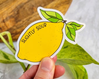 Slightly Sour Lemon 3x2.7" Glossy Vinyl Sticker - Citrus