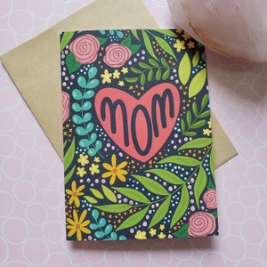 Carte florale de maman - carte de voeux vierge A7/5 x 7