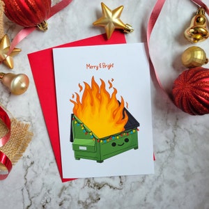 Merry & Bright - Blank Christmas/Holiday Card (5x7"/A7) - Dumpster Fire