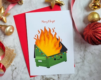 Merry & Bright - Blank Christmas/Holiday Card (5x7"/A7) - Dumpster Fire