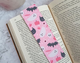 Pink Halloween Glossy Bookmark (2x7") - Spooky season, Pastel Goth