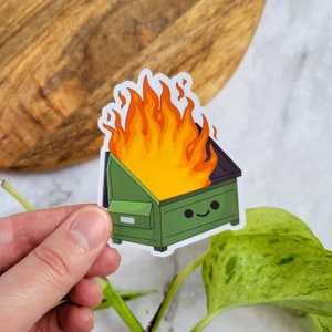 Dumpster Fire 3"x2.4" Glossy Vinyl Sticker - This is Fine, Depression, Anxiety, Mental Health