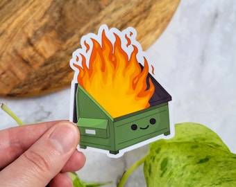 Dumpster Fire 3"x2.4" Glossy Vinyl Sticker - This is Fine, Depression, Anxiety, Mental Health