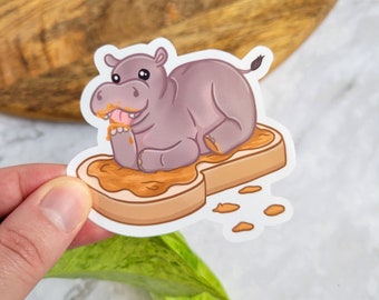 North American House Hippo 3"x2.7" Glossy Vinyl Sticker - 90s Commercial, Canada, Peanut Butter Toast