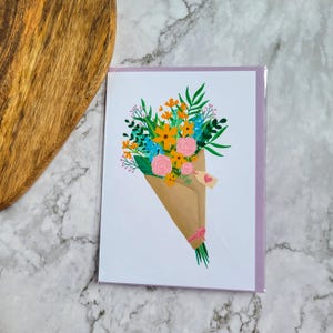 Carte bouquet floral - carte de voeux vierge A7/5 x 7