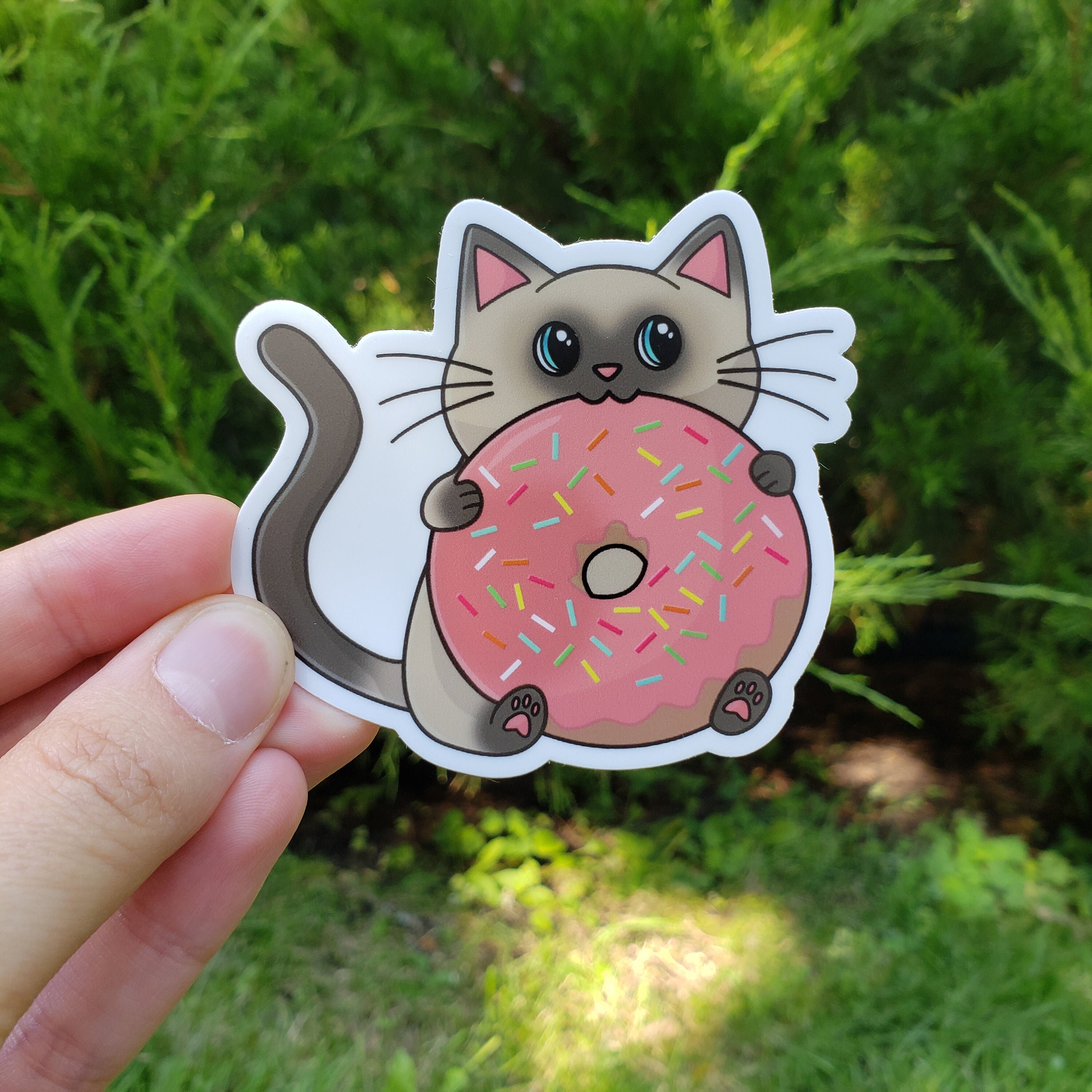 Buy Donut Cat 3 Vinyl Sticker glossy Cat Kawaii Food Online in India Etsy