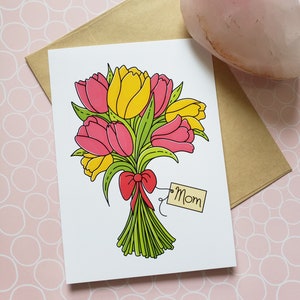 Carte Tulipes pour maman - Carte de voeux vierge A7/5 x 7