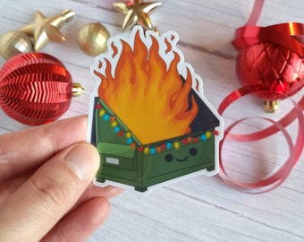 Christmas Dumpster Fire 3" Vinyl Sticker | Holidays 2021 | Hot Garbage | Trash | Waterproof | Christmas Lights