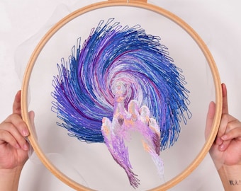 Into the Unknown — One of a Kind Hand-Embroidered Textile Artwork, Quiet Contemporary Fiber Art