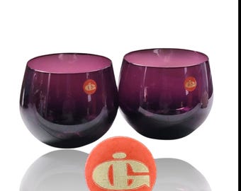 Amethyst Purple Roly Poly Glasses: Vintage 1960s Ingrid Glas