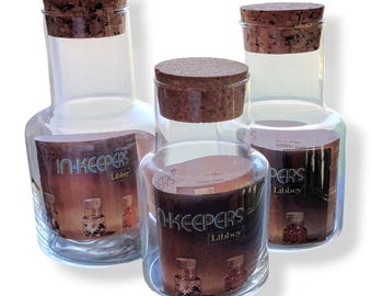 Vintage Libbey Glass Storage Jars with Cork Stoppers, Set of 3
