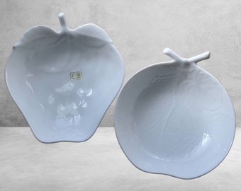 Set of 2 Vintage Toyo White Porcelain Trinket Dishes, 6 Inch