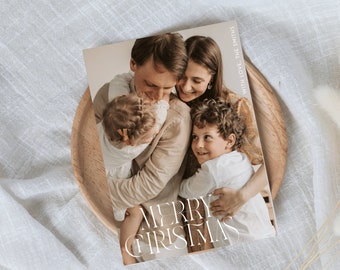 Christmas Photo Card | Minimalist Photo Christmas Card | Christmas Card Photo Template | Editable | Modern | Editable Holiday Card |