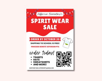 Bearbeitbare Schule Spiritwear Flyer Vorlage: Canva Fundraiser Design (Digitaler Download)