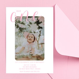 Minimalist First Birthday Invite | Modern First Birthday Invitation | Editable First Birthday Invite | Photo Birthday Invitation |