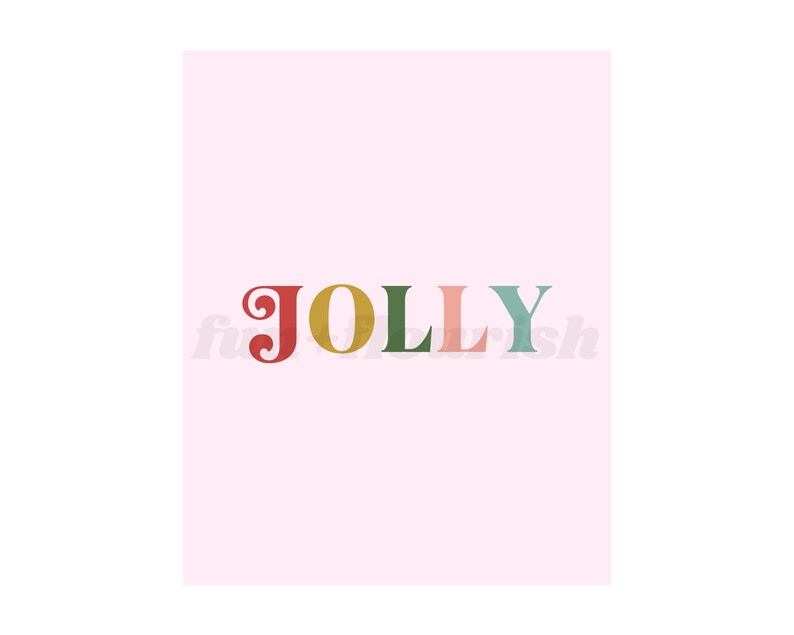Jolly Christmas Print | Pink Christmas Printables | Christmas Art Print | Holly Jolly Printable | Pink Christmas Decor | image 2