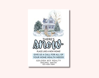 Winter Realtor Tag Canva Template | "There’s Snow Place Like Home for the Holidays" | Real Estate Client Gift Tag | Printable