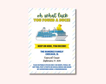 Bearbeitbare Cruising Ducks Tag-Vorlage | Kreuzfahrtschiff Badeenten Spiel | Oh was für ein Glück, dass du eine Ente gefunden | Leinwand | Du wurdest getaucht |