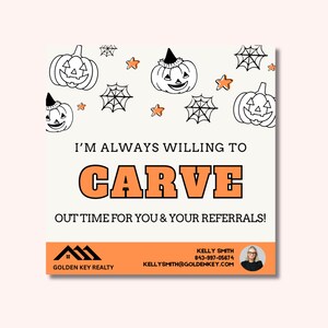 Halloween Realtor Referral Tag: Pumpkin Pop By Gift (Canva Template)
