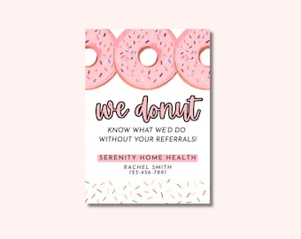 Donut Referral Tag Canva Template: Printable Business Thank You (2.5x3.5 in) (Digital Download