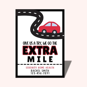 Editable Business Marketing Referral Tag | &quot;We Go the EXTRA Mile&quot; | Canva Template | Printable for Hospice, Home Health, Real Estate