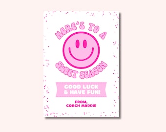 Printable Cheer Squad Back To School Tag | Editable Here&#39;s To A Sweet Season Cheerleader Tag | Cute Cheer Squad Treat Gift Tag | Team Treats
