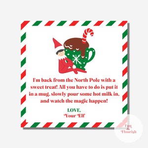 Elf Hot Cocoa Bomb Tag | I&#39;m Back from the North Pole | Hot Chocolate Bomb | Cocoa Bomb Printable Tag | Instant Downlaod