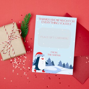 Teacher Christmas Gift Card Holder | Thank You Snow Much Gift Card Holder | Holiday Teacher Giftcard | Gift Card Holder Printable |