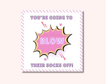 Cheerleading Gift Tag, Team Gifts, Good Luck Favor Tags, Team Treats, Instant Download, Blow Their Socks Off