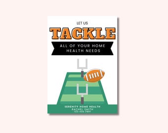 Football Marketing Tag Canva Template: Home Health Referral (2.5x3.5 in, Digital Download)