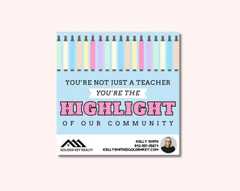 Realtor Pop By Tag: Teacher Appreciation Gift, Editable Canva Template (Digital Download)