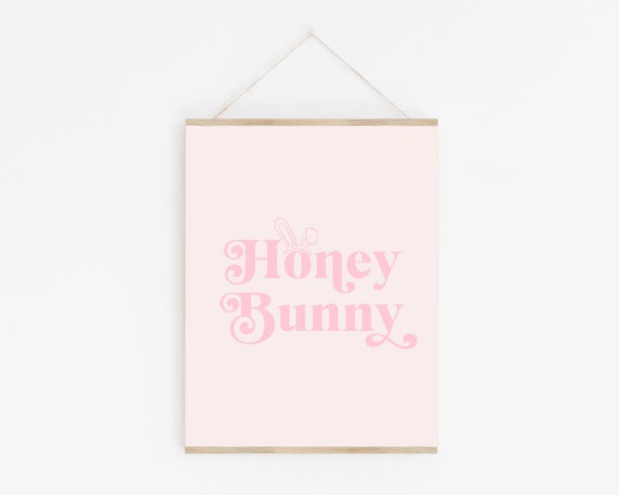 Honey Bunny Easter Print | Pink Easter Bunny Print | Pink Easter Printable | Bunny Print | Easter Art Print