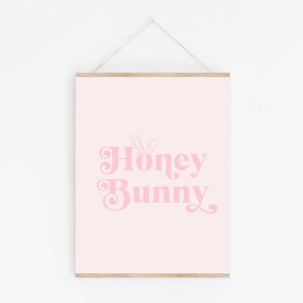 Honey Bunny Easter Print | Pink Easter Bunny Print | Pink Easter Printable | Bunny Print | Easter Art Print