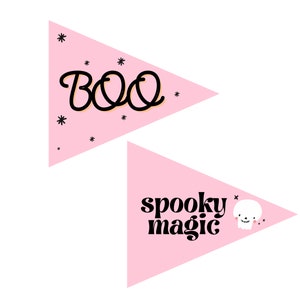 Boo Pennant Flag | Spooky Magic | Toddler Halloween Pennant Flag | Halloween Pennant Flags | Pink Halloween Pennant Flags