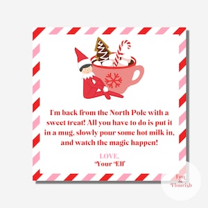 Elf Hot Cocoa Bomb Tag | I&#39;m Back from the North Pole | Hot Chocolate Bomb | Cocoa Bomb Printable Tag | Instant Downlaod