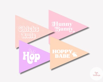 Easter Pennant Flag Printables | Printable Pennant Flags | Kids Easter Props | Kids Easter Decor | Kids Easter Printables