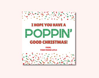 Plantilla de Canva para etiquetas navideñas "Pop It" / Etiqueta editable de 8,9 x 8,9 cm para fiestas en el aula / Etiqueta de regalo infantil "Que tengas una feliz Navidad"