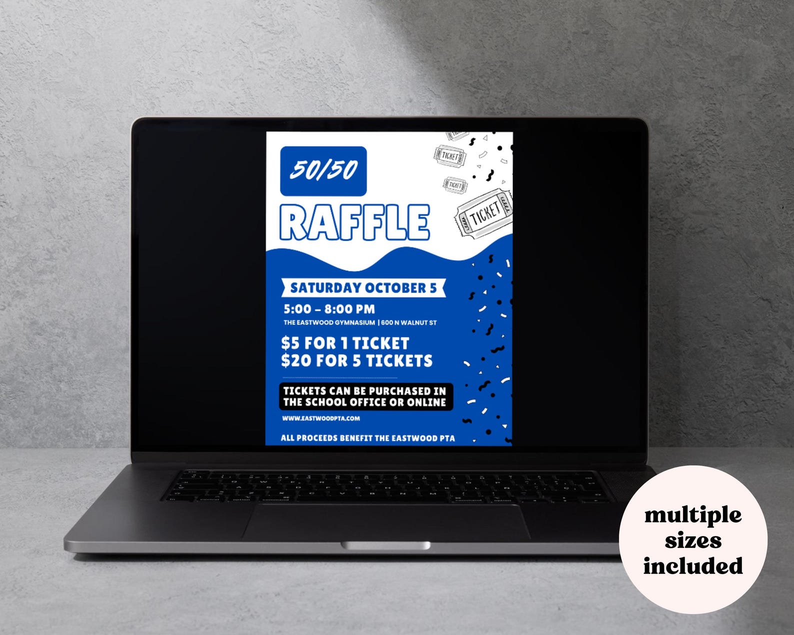 50/50 Raffle Draw Template | School Sports Fundraiser | Editable Canva ...