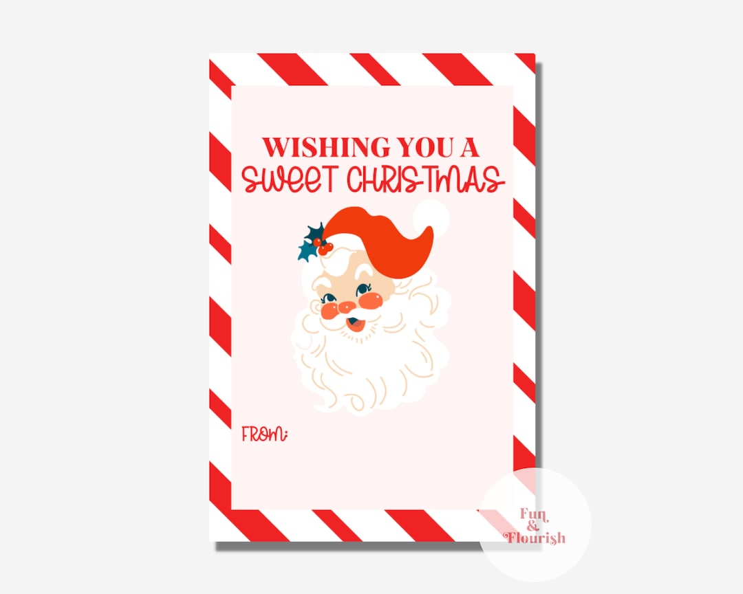 Christmas Candy Cane Tag Printable Candy Cane Holder Tag Candy Cane