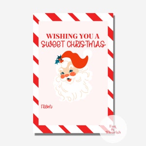Kerst Candy Cane Tag afdrukbaar | Snoepgoed houder tag | Snoepgoed | Kerst gunst tag | Suikergoed Gram