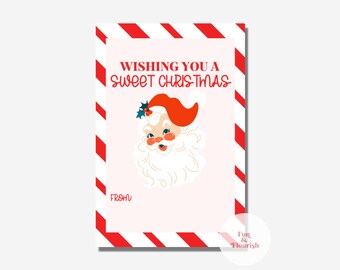 Kerst Candy Cane Tag afdrukbaar | Snoepgoed houder tag | Snoepgoed | Kerst gunst tag | Suikergoed Gram