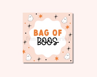 Printable Cookie Tag Bag of Boos | Halloween Treat Tag | 2 inch | Instant Download